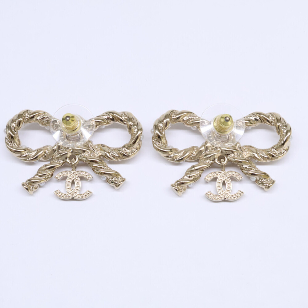 CHANEL Authentic Gold Logo Earrings - Picture 2 of 7